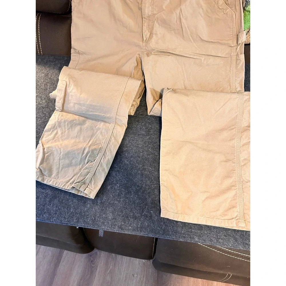 Carhartt Men's Khaki‎ Dungaree Fit Cotton Work Pants Size 42x34